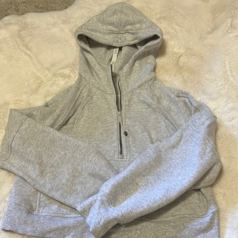 Grey Half zipped oversized scuba hoodie size XS/S